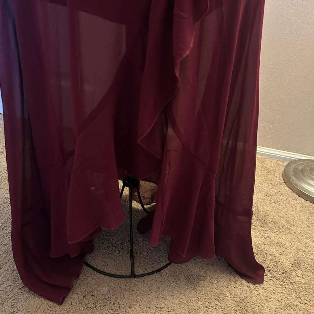 Miusol Burgundy Lace High Low Dress - Picture 3 of 5